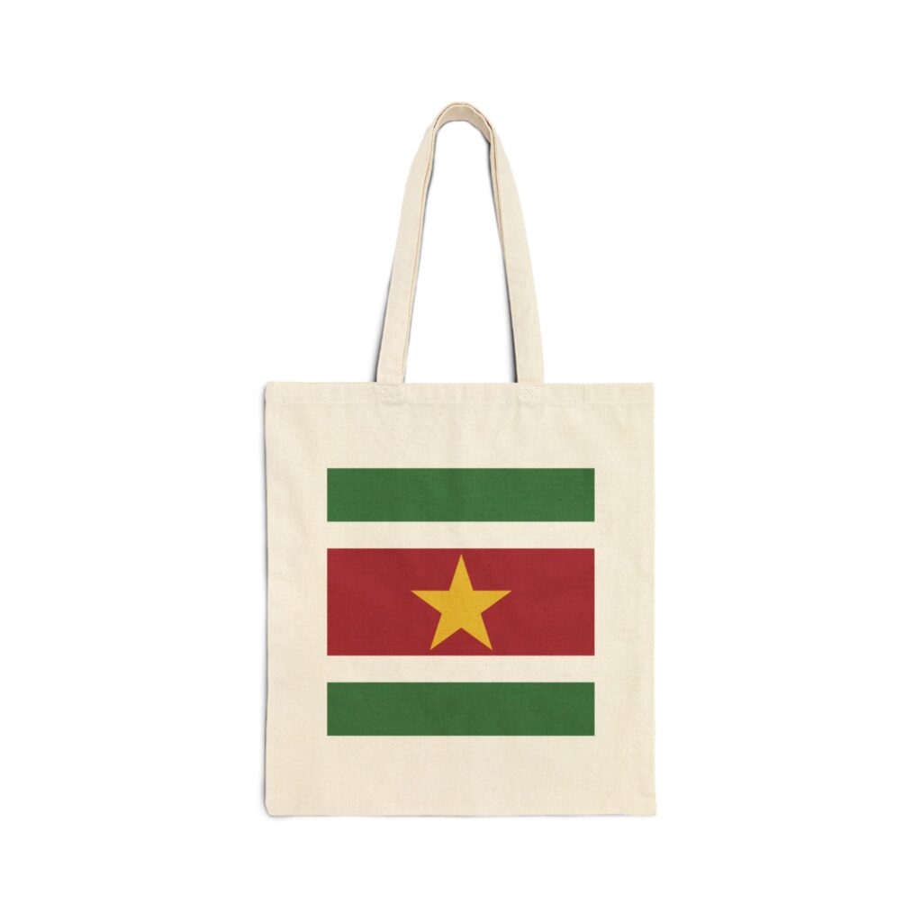 SURINAME Flag - Cotton Canvas Tote Bag (Natural and Black)